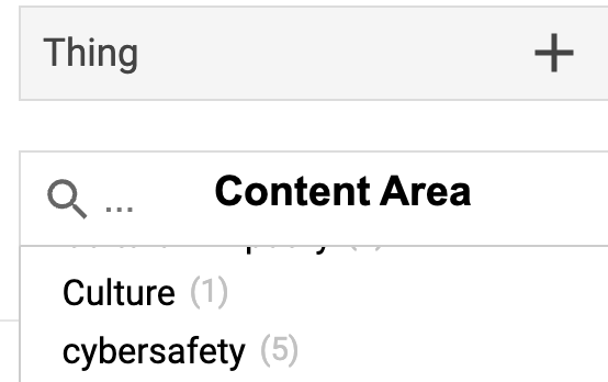 Screenshot of the Index search by Content area to locate cybersafety content