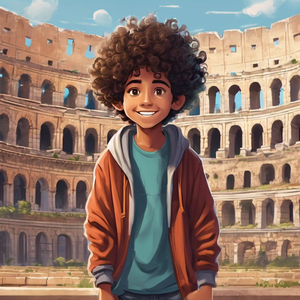 Student image in front of the Roman colleseum