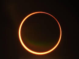 Solar eclipse outline of the moon with the sun behind